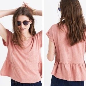 Madewell Pink Blush "Caplan Linen Tee" Peplum
